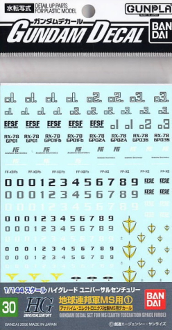 GUNDAM DECAL 30 MS (EARTH FEDERATION SPACE FORCE)