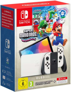 Konsola Nintendo Switch OLED White + SMB Wonder + 12M NSO